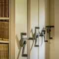 Picture of library stacking shelves with old books