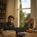 Photo of students studying in the library