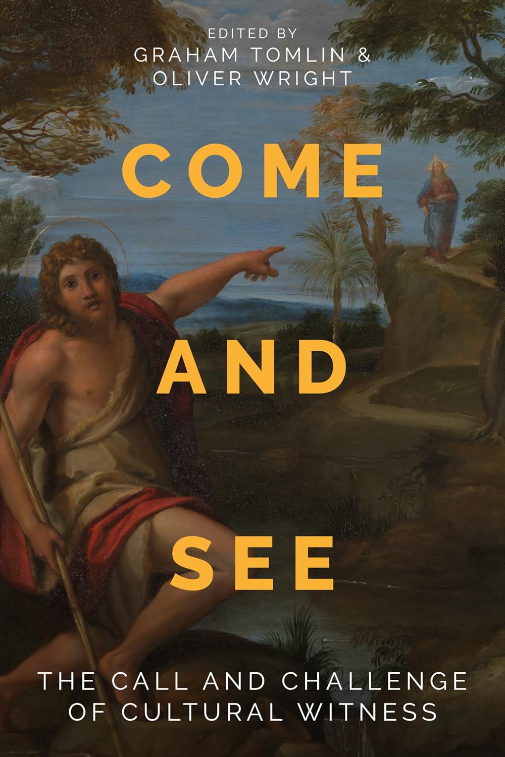 The cove rof the book Come and See, a classical painting with a shepherd pointing to a distant Christ