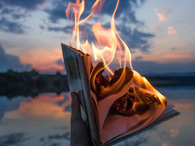 burning book