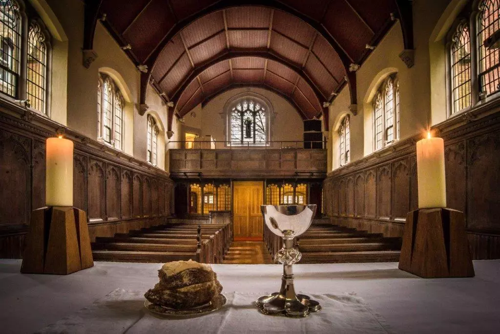 Photo of communion set up in Wycliffe Hall chapel
